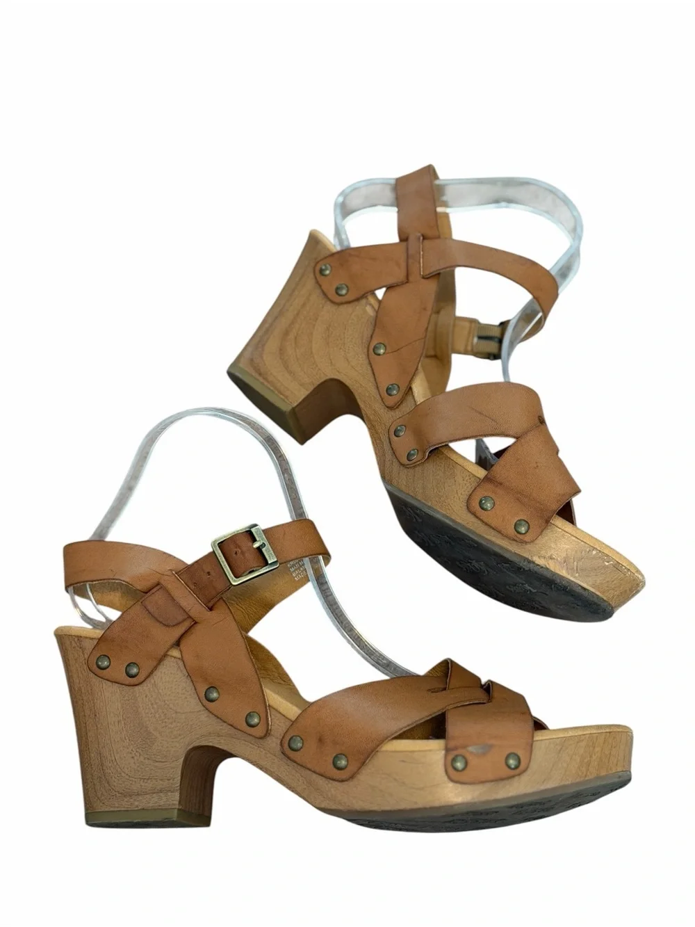 Korks Bagley Platform Heeled Sandals Tan Size 11 Small Flaw Boho 70s Summer